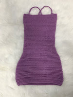Load image into Gallery viewer, Lilly is a lavander color mini dress, handmafe in crochet. Unique piece from Liuka by cherish noemi
