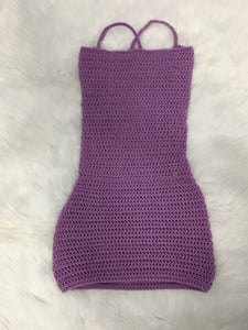 Lilly is a lavander color mini dress, handmafe in crochet. Unique piece from Liuka by cherish noemi